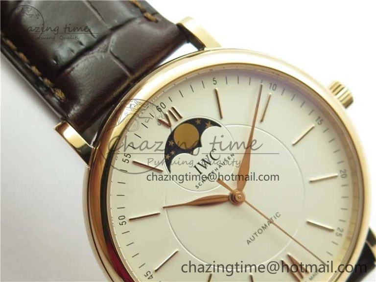 Unisex Portofino IW459402 RG MKS 1:1 Best Edition White Dial on Brown Leather Strap Miyota 7084