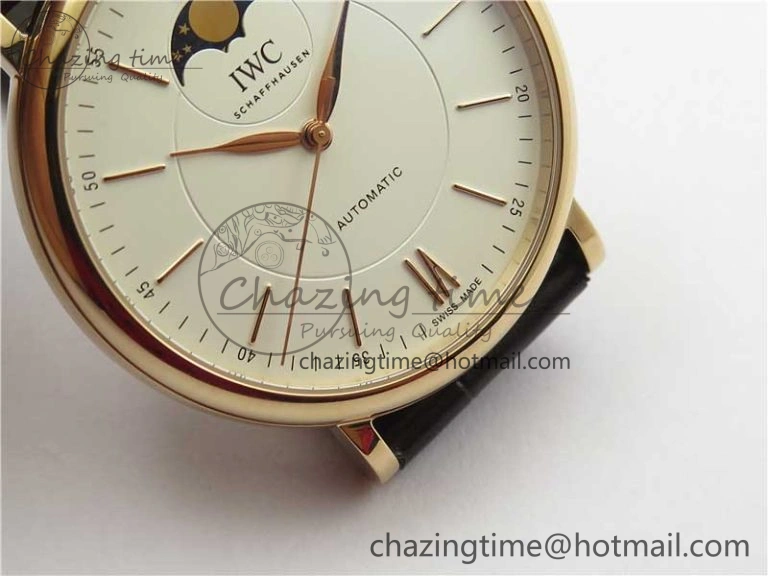 Unisex Portofino IW459402 RG MKS 1:1 Best Edition White Dial on Brown Leather Strap Miyota 7084