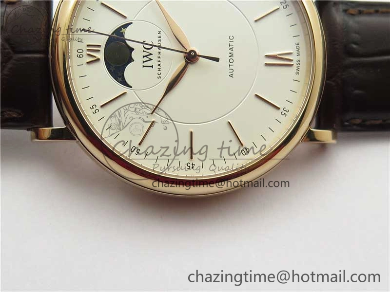 Unisex Portofino IW459402 RG MKS 1:1 Best Edition White Dial on Brown Leather Strap Miyota 7084