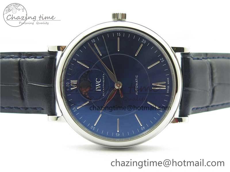 FastDry Portofino IW459402 SS MKS 1:1 Best Edition Blue Dial on Blue Leather Strap Miyota 7082