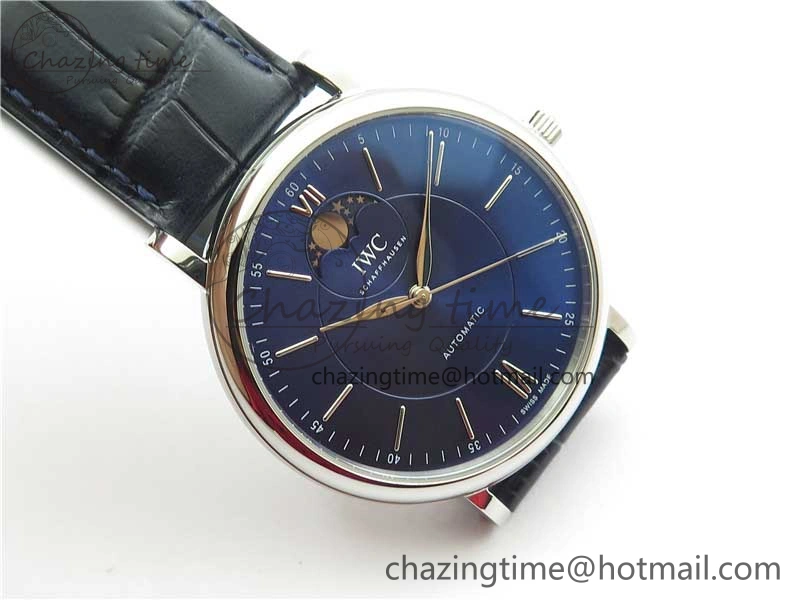 FastDry Portofino IW459402 SS MKS 1:1 Best Edition Blue Dial on Blue Leather Strap Miyota 7082