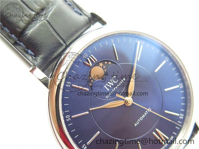 FastDry Portofino IW459402 SS MKS 1:1 Best Edition Blue Dial on Blue Leather Strap Miyota 7082