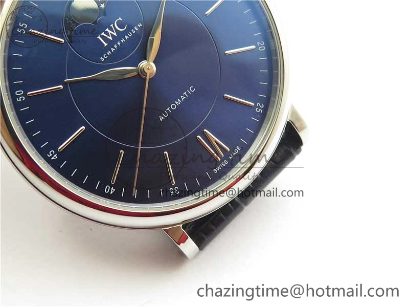 FastDry Portofino IW459402 SS MKS 1:1 Best Edition Blue Dial on Blue Leather Strap Miyota 7082