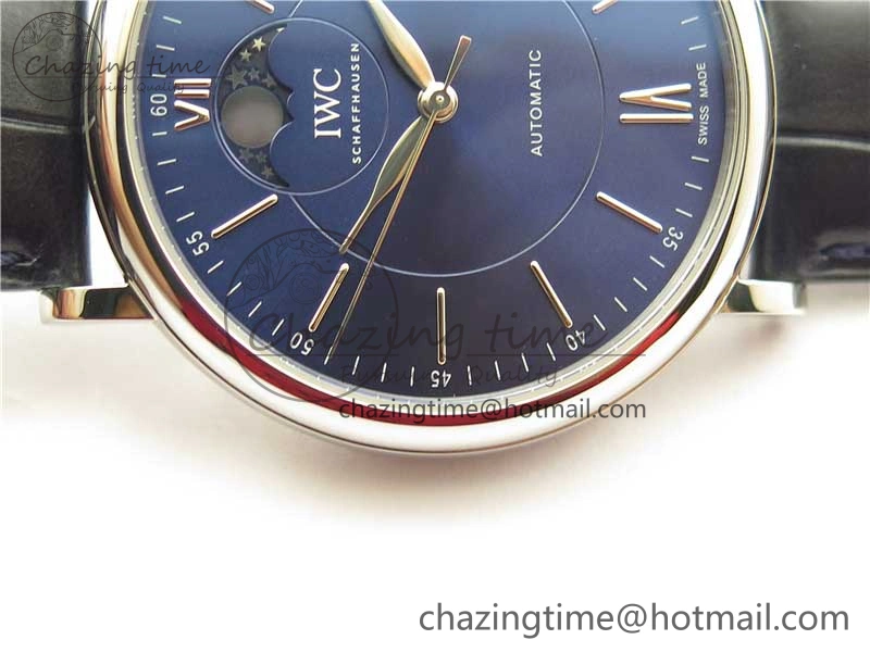 FastDry Portofino IW459402 SS MKS 1:1 Best Edition Blue Dial on Blue Leather Strap Miyota 7082