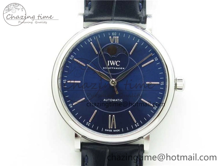 FastDry Portofino IW459402 SS MKS 1:1 Best Edition Blue Dial on Blue Leather Strap Miyota 7082