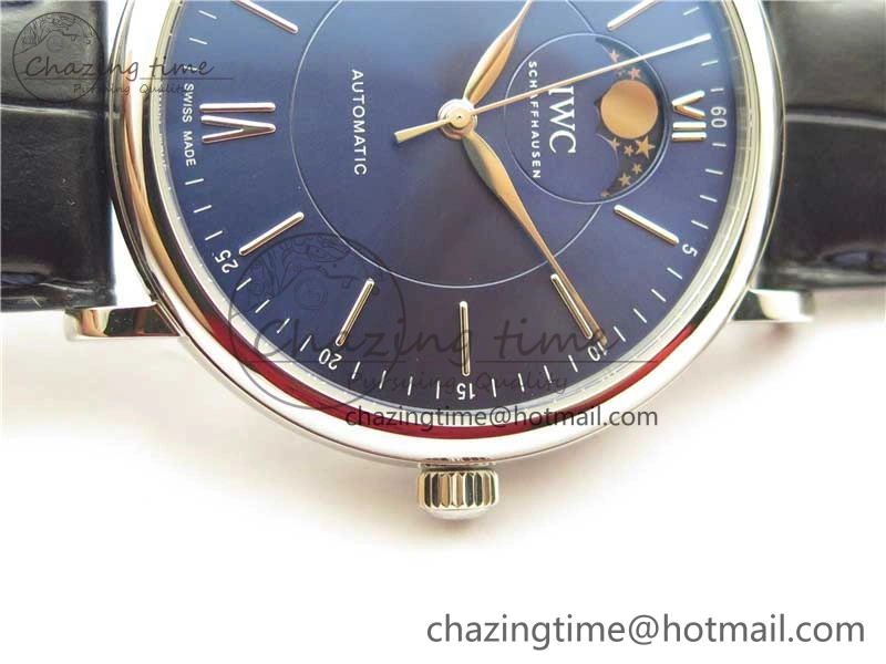 FastDry Portofino IW459402 SS MKS 1:1 Best Edition Blue Dial on Blue Leather Strap Miyota 7082