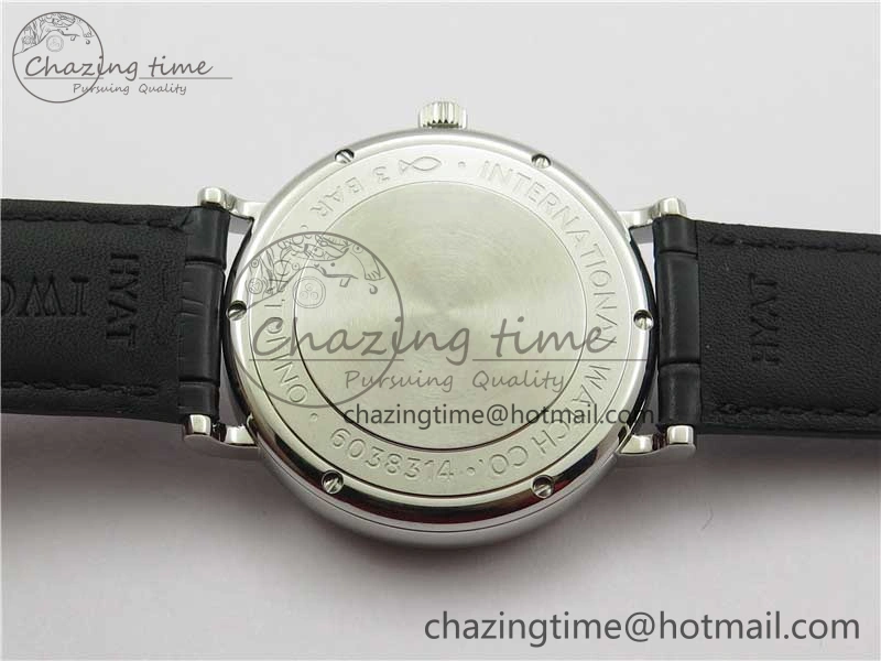 Portofino IW459402 SS MKS 1:1 Best Edition White Dial on Black Leather Strap Miyota Seasonal 7086
