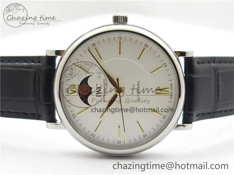 Portofino IW459402 SS MKS 1:1 Best Edition White Dial on Black Leather Strap Miyota Seasonal 7086