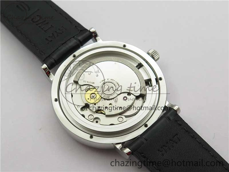 Portofino IW459402 SS MKS 1:1 Best Edition White Dial on Black Leather Strap Miyota Seasonal 7086