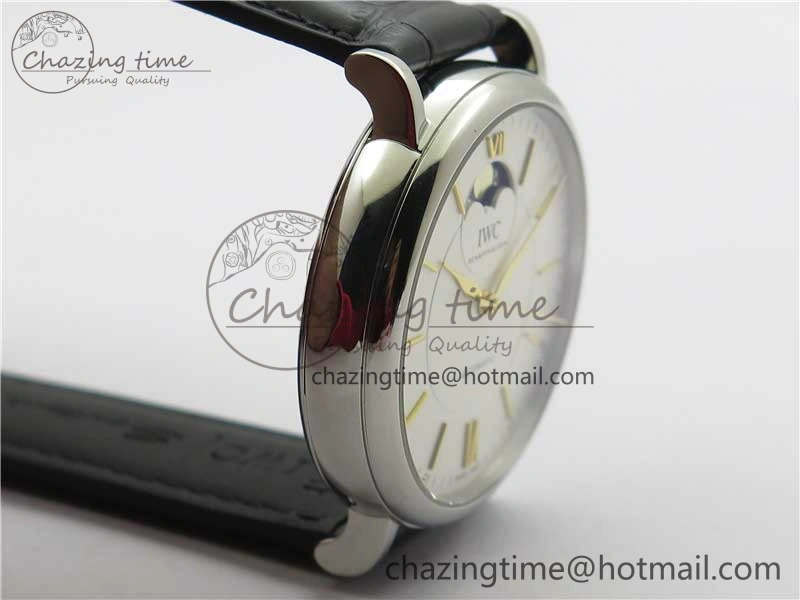 Portofino IW459402 SS MKS 1:1 Best Edition White Dial on Black Leather Strap Miyota Seasonal 7086