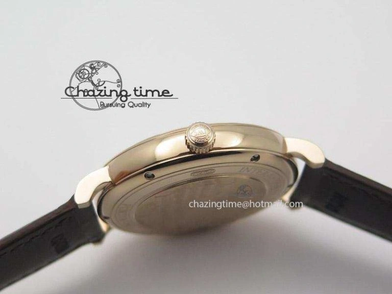 SmartChoice Portofino RG MKF 1:1 V2 Best Edition Diamond Bezel Silver Dial On Brown Leather Strap A 7343