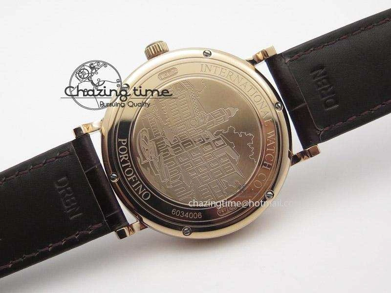 SmartChoice Portofino RG MKF 1:1 V2 Best Edition Diamond Bezel Silver Dial On Brown Leather Strap A 7343