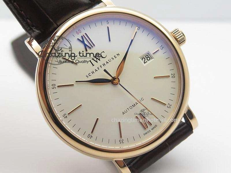 FashionForward Portofino SCHAFFHAUSEN RG MKF 1:1 V2 Best Edition White Dial On Brown Leather Strap A 7344