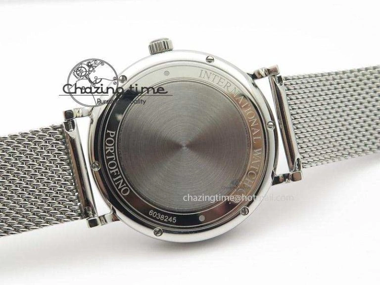 Unique Portofino SCHAFFHAUSEN SS MKF 1:1 Best Edition Black Dial On Mesh Bracelet A 7342