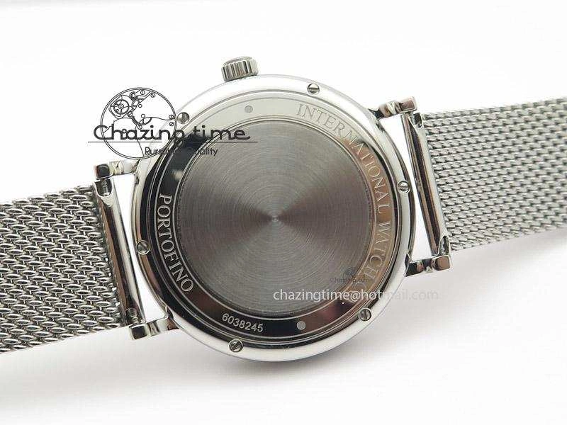 Unique Portofino SCHAFFHAUSEN SS MKF 1:1 Best Edition Black Dial On Mesh Bracelet A 7342