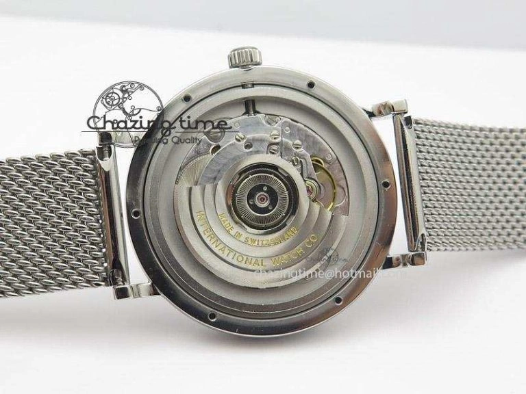 Unique Portofino SCHAFFHAUSEN SS MKF 1:1 Best Edition Black Dial On Mesh Bracelet A 7342