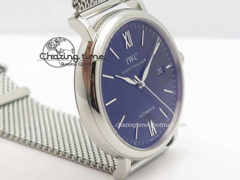 Unique Portofino SCHAFFHAUSEN SS MKF 1:1 Best Edition Black Dial On Mesh Bracelet A 7342