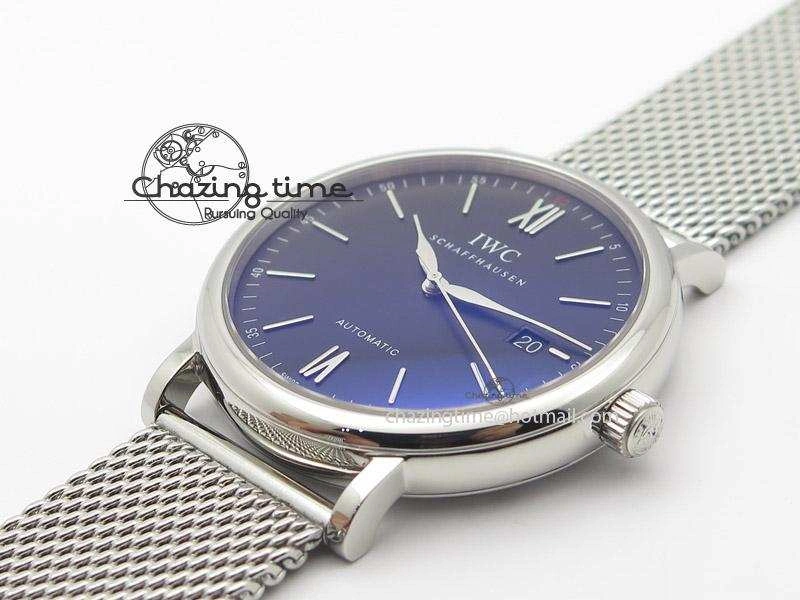 Unique Portofino SCHAFFHAUSEN SS MKF 1:1 Best Edition Black Dial On Mesh Bracelet A 7342