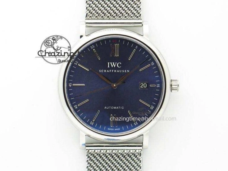 Durable Portofino SCHAFFHAUSEN SS MKF 1:1 Best Edition Blue Dial On Mesh Bracelet A 7338