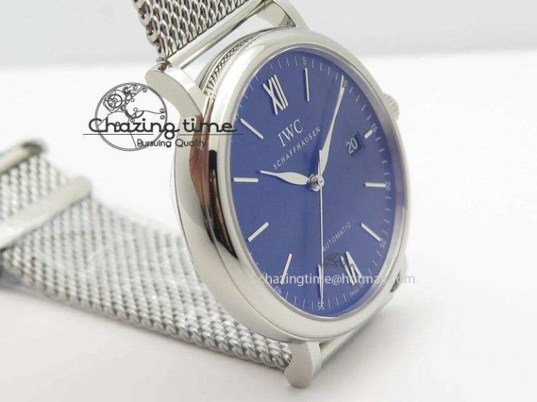 Durable Portofino SCHAFFHAUSEN SS MKF 1:1 Best Edition Blue Dial On Mesh Bracelet A 7338