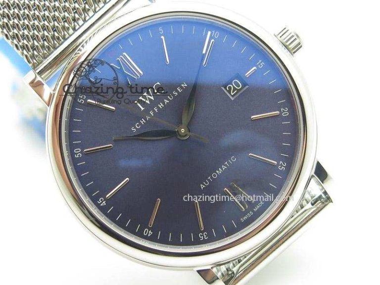 Durable Portofino SCHAFFHAUSEN SS MKF 1:1 Best Edition Blue Dial On Mesh Bracelet A 7338