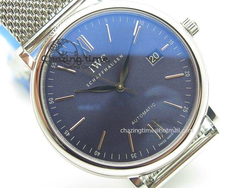 Durable Portofino SCHAFFHAUSEN SS MKF 1:1 Best Edition Blue Dial On Mesh Bracelet A 7338