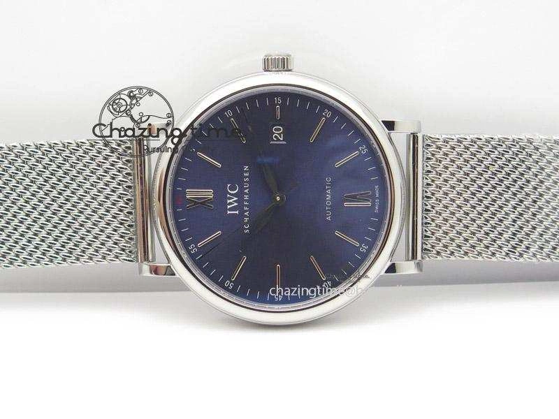 Durable Portofino SCHAFFHAUSEN SS MKF 1:1 Best Edition Blue Dial On Mesh Bracelet A 7338