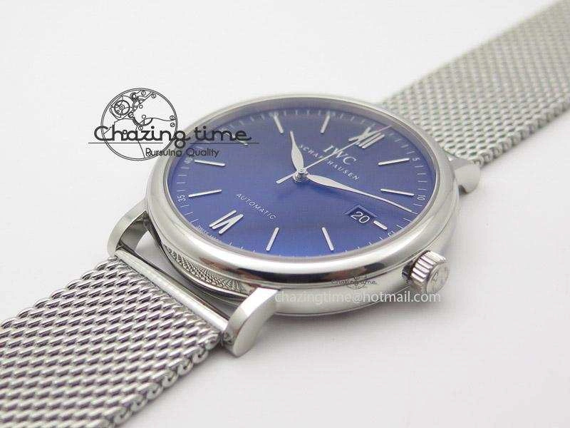 Durable Portofino SCHAFFHAUSEN SS MKF 1:1 Best Edition Blue Dial On Mesh Bracelet A 7338