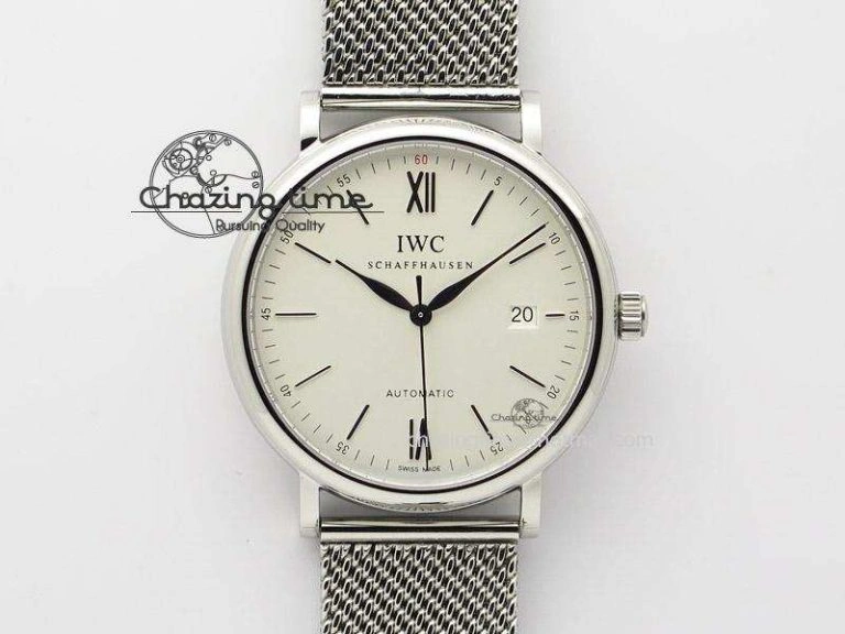 FastDry Portofino SCHAFFHAUSEN SS MKF 1:1 Best Edition White Dial On Mesh Bracelet A 7341