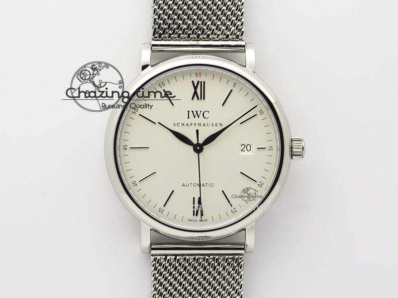 FastDry Portofino SCHAFFHAUSEN SS MKF 1:1 Best Edition White Dial On Mesh Bracelet A 7341