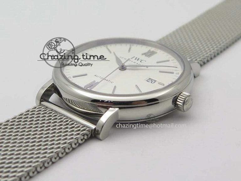 FastDry Portofino SCHAFFHAUSEN SS MKF 1:1 Best Edition White Dial On Mesh Bracelet A 7341