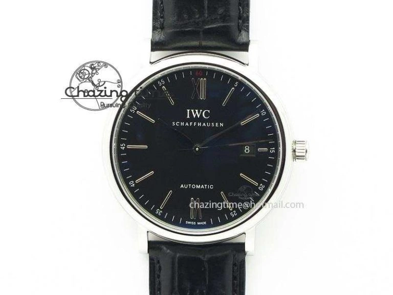 Portofino SCHAFFHAUSEN SS MKF 1:1 V2 Best Edition Black Dial On Black Leather Strap A Trendsetting 7350