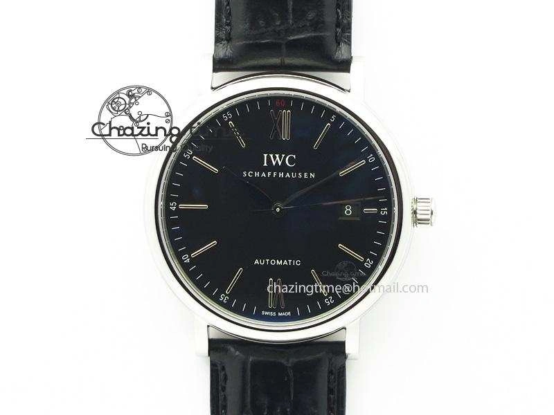 Portofino SCHAFFHAUSEN SS MKF 1:1 V2 Best Edition Black Dial On Black Leather Strap A Trendsetting 7350