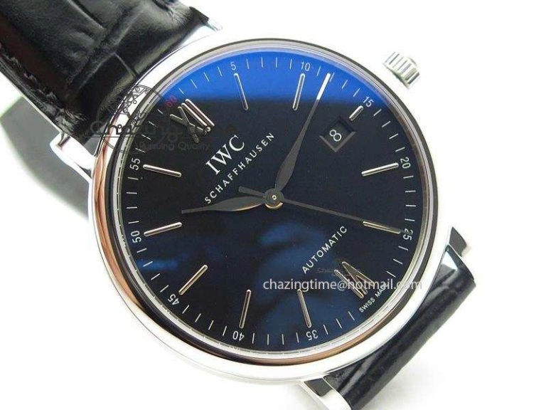 Portofino SCHAFFHAUSEN SS MKF 1:1 V2 Best Edition Black Dial On Black Leather Strap A Trendsetting 7350