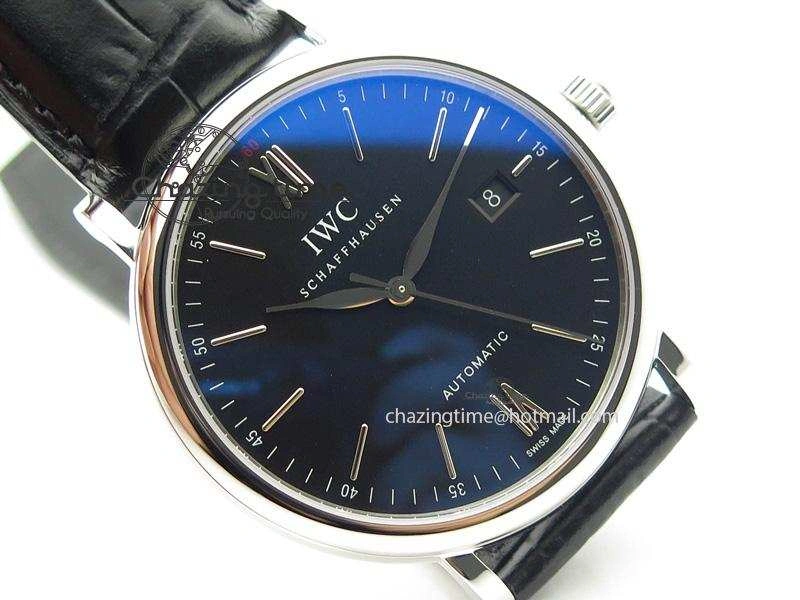 Portofino SCHAFFHAUSEN SS MKF 1:1 V2 Best Edition Black Dial On Black Leather Strap A Trendsetting 7350