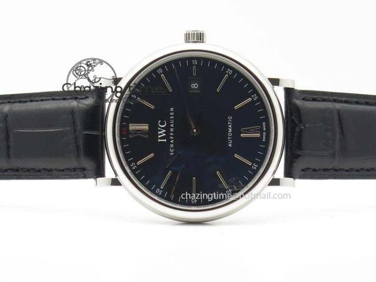 Portofino SCHAFFHAUSEN SS MKF 1:1 V2 Best Edition Black Dial On Black Leather Strap A Trendsetting 7350