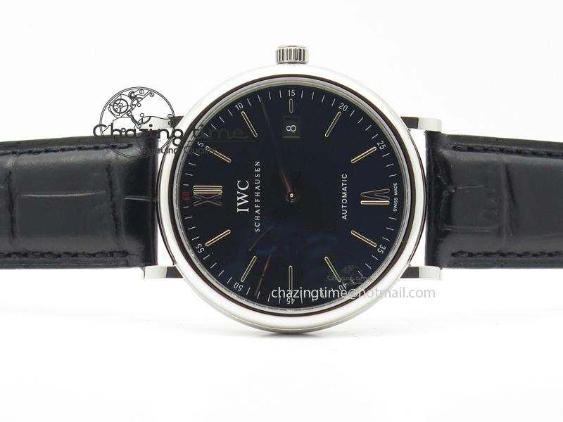 Portofino SCHAFFHAUSEN SS MKF 1:1 V2 Best Edition Black Dial On Black Leather Strap A Trendsetting 7350