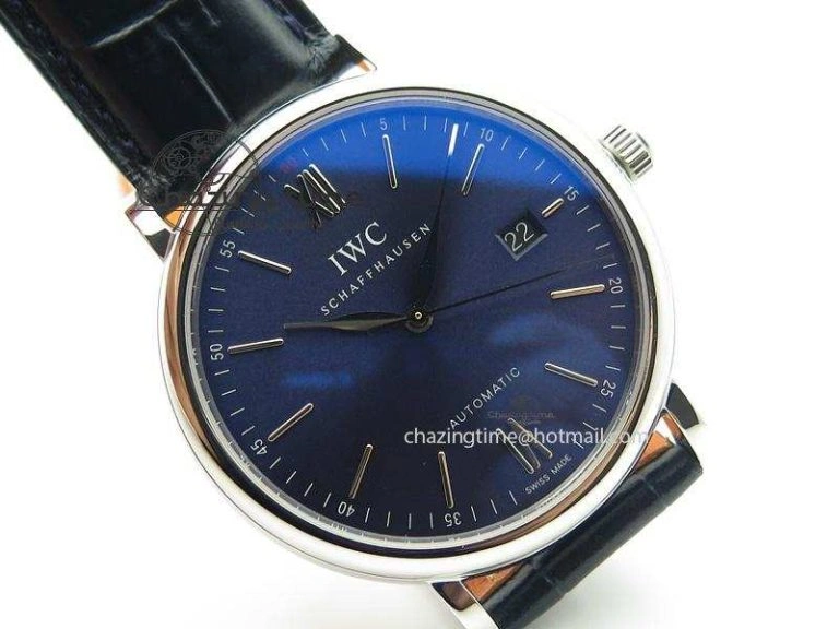 Portofino SCHAFFHAUSEN SS MKF 1:1 V2 Best Edition Blue Dial On Black Leather Strap A Comfortable 7349