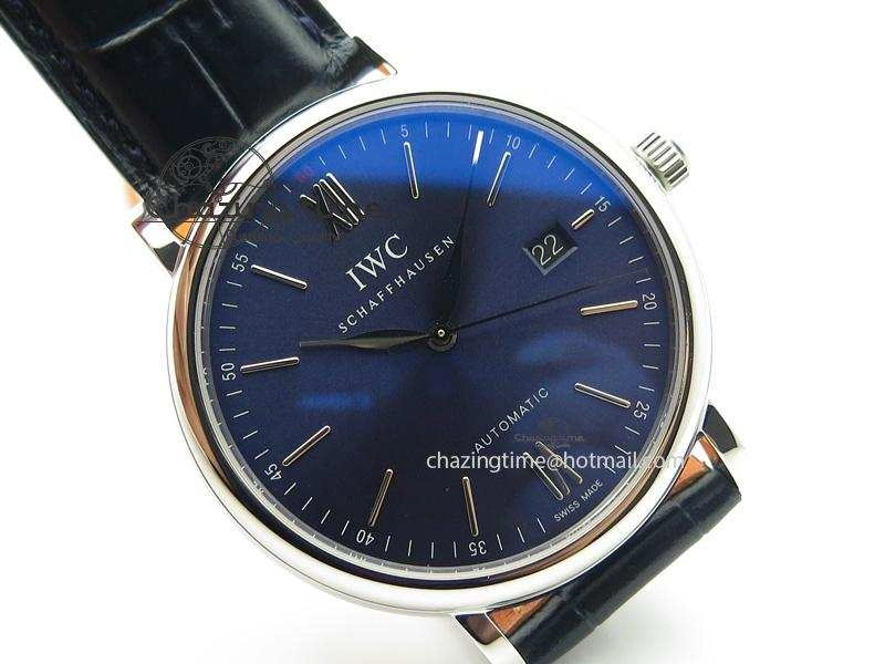 Portofino SCHAFFHAUSEN SS MKF 1:1 V2 Best Edition Blue Dial On Black Leather Strap A Comfortable 7349