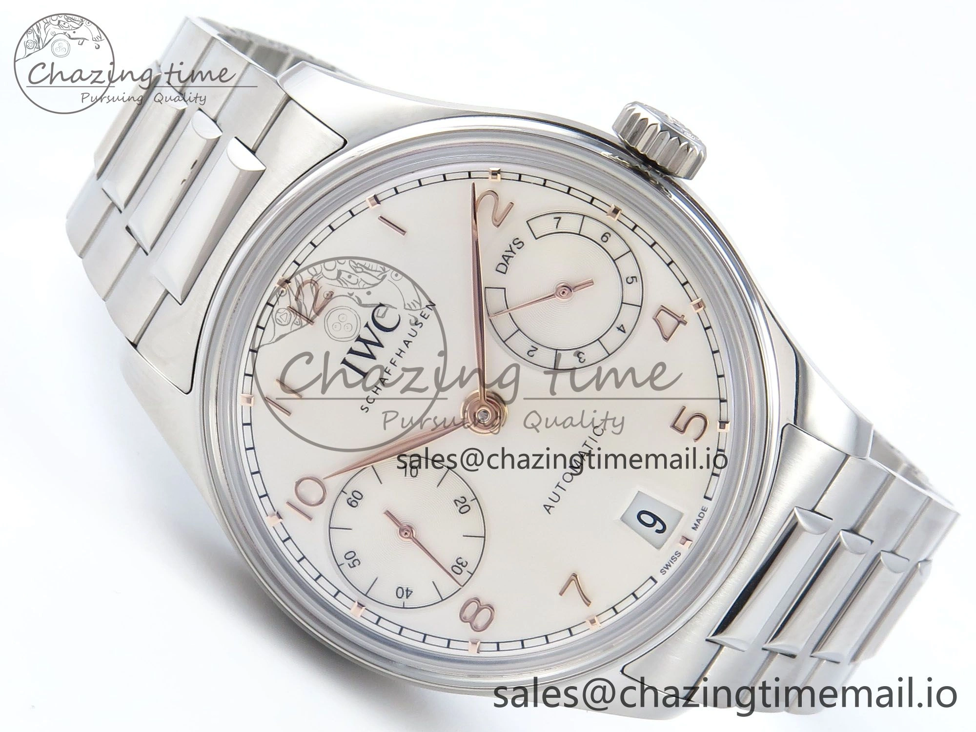 Portugieser Auto IWC0562A APSF 1:1 Best Edition White RG Dial on SS Bracelet A Elegant 6991