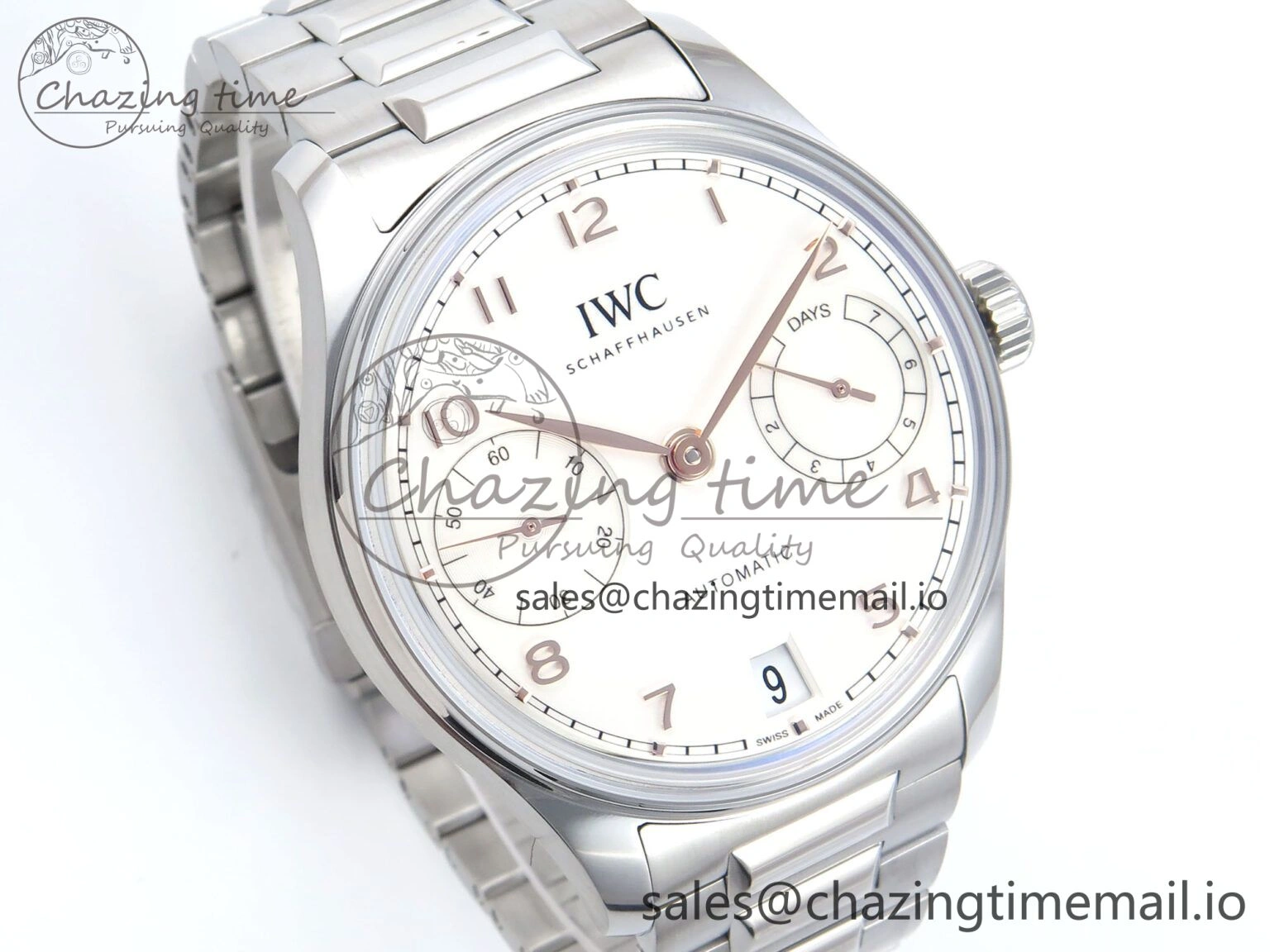 Portugieser Auto IWC0562A APSF 1:1 Best Edition White RG Dial on SS Bracelet A Elegant 6991