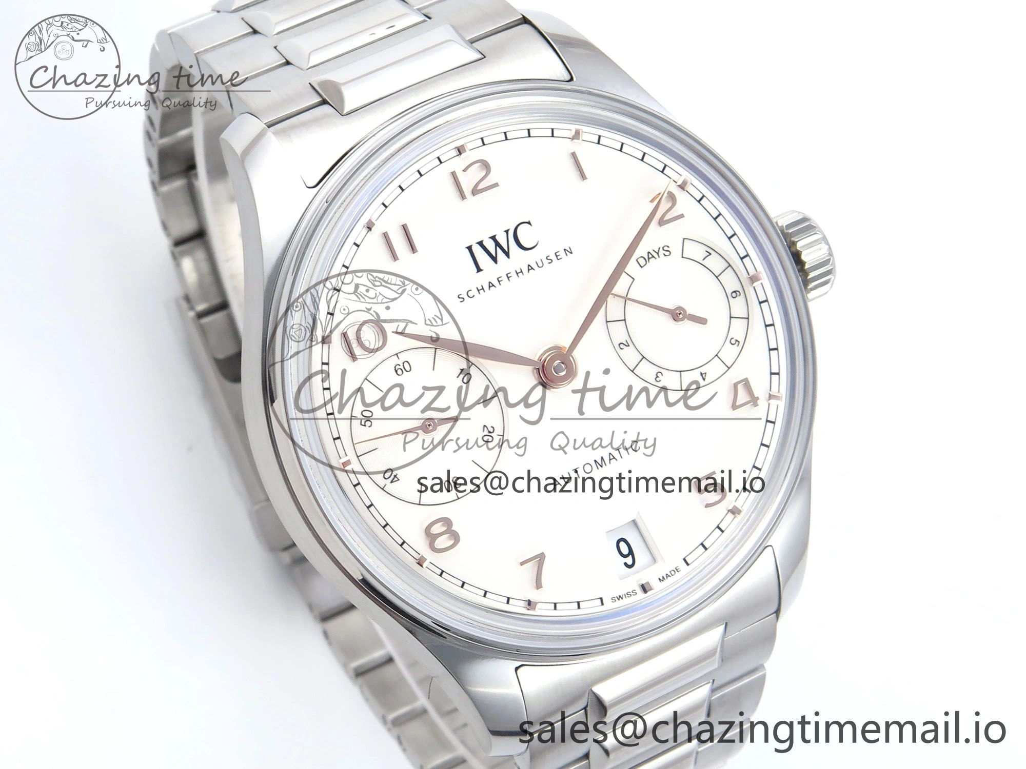 Portugieser Auto IWC0562A APSF 1:1 Best Edition White RG Dial on SS Bracelet A Elegant 6991