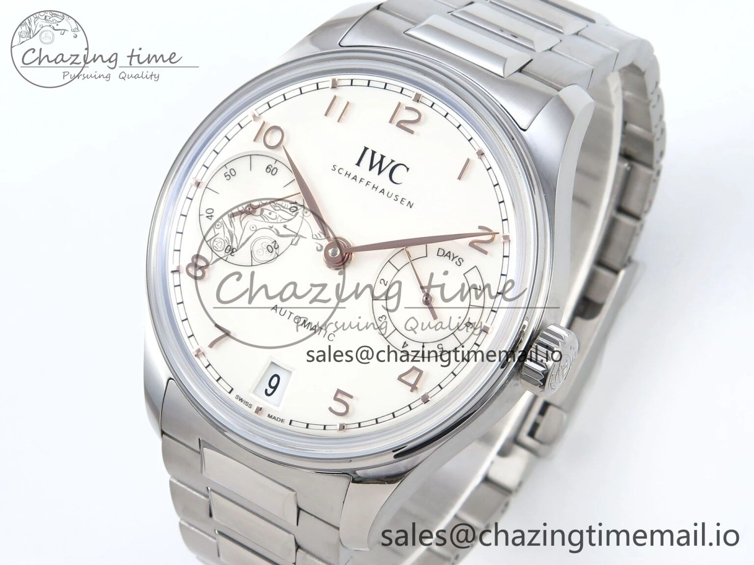 Portugieser Auto IWC0562A APSF 1:1 Best Edition White RG Dial on SS Bracelet A Elegant 6991