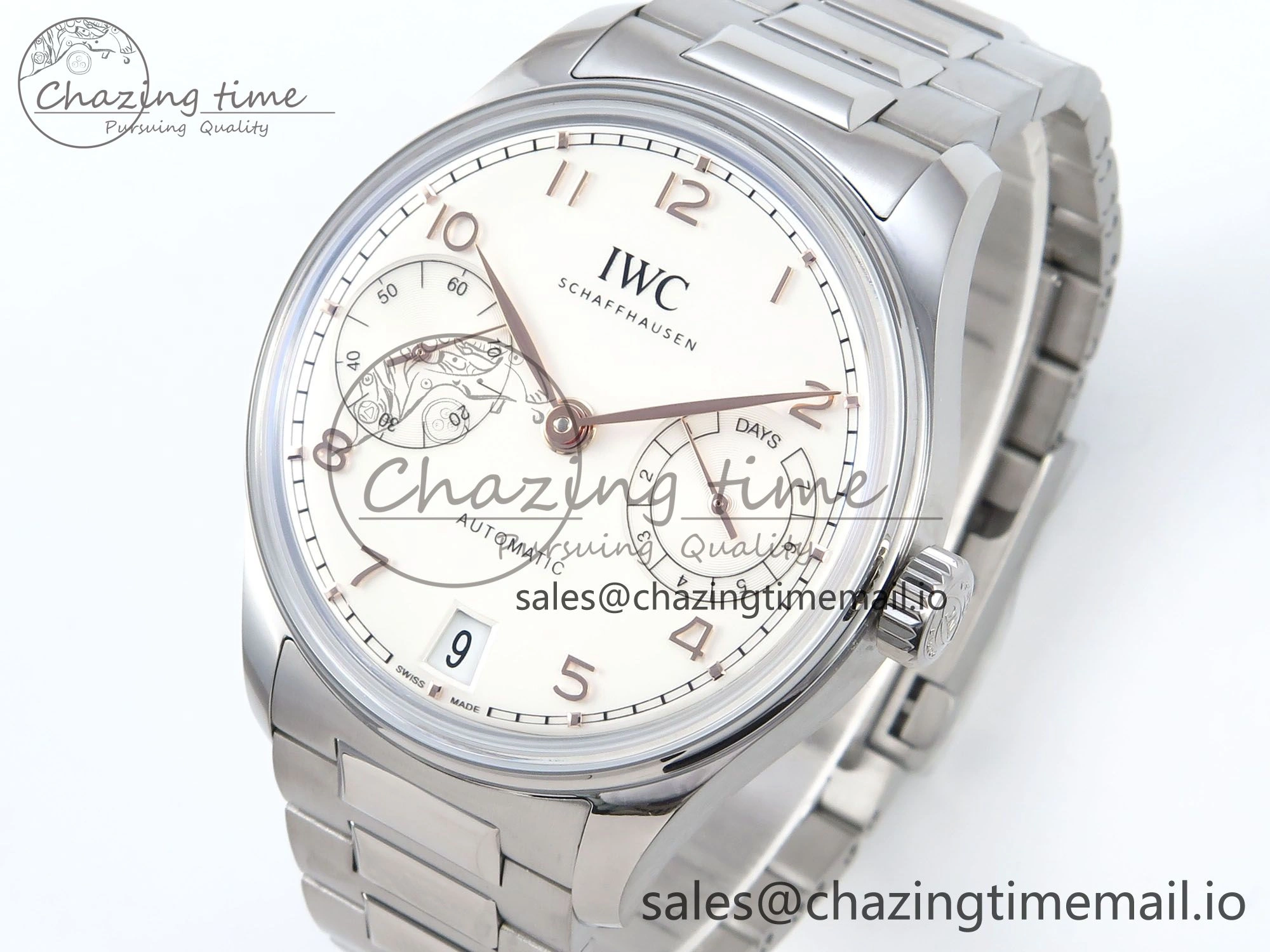 Portugieser Auto IWC0562A APSF 1:1 Best Edition White RG Dial on SS Bracelet A Elegant 6991