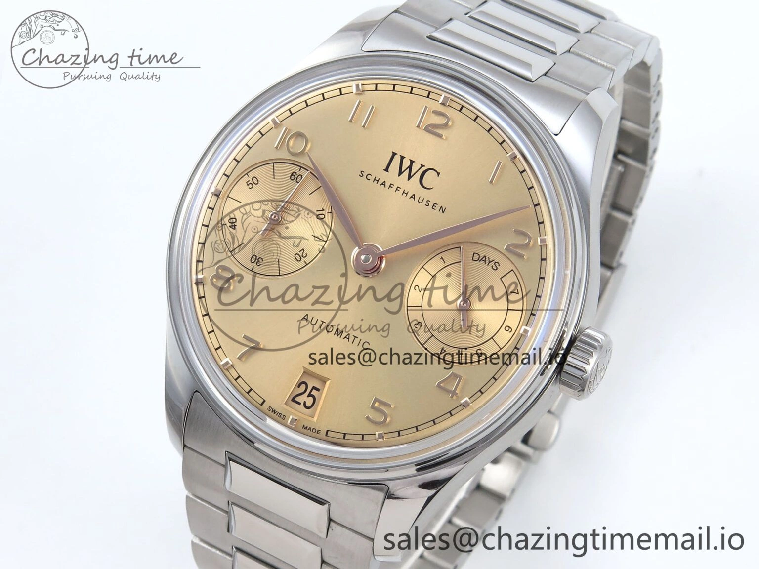 Portugieser Auto IWC0562B APSF 1:1 Best Edition Gold Dial on SS Bracelet A SmartChoice 6996