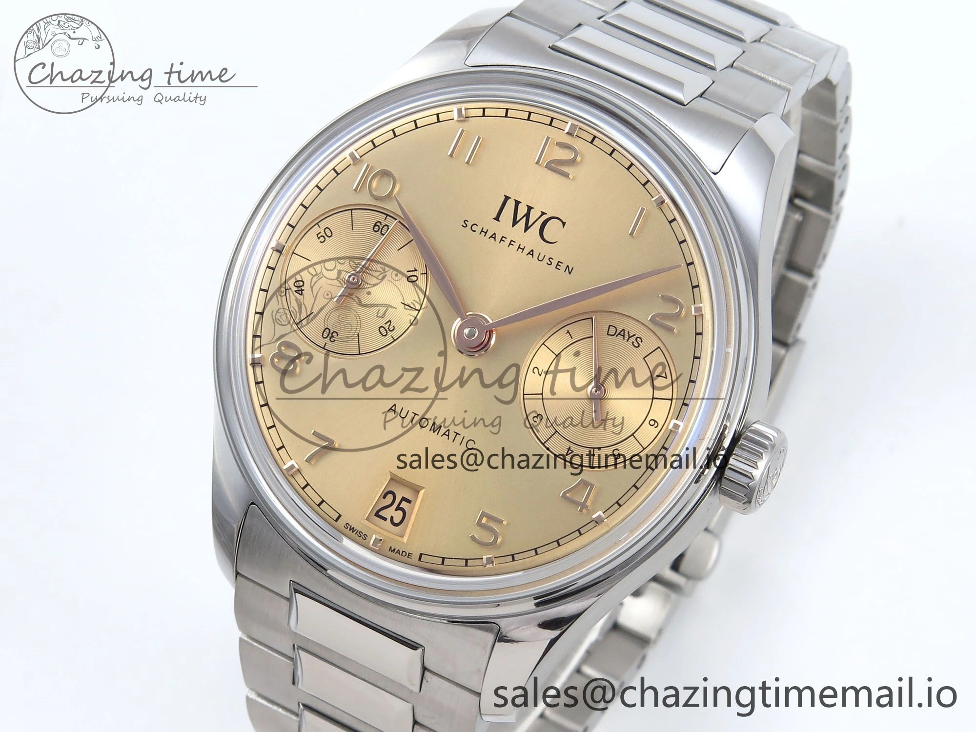 Portugieser Auto IWC0562B APSF 1:1 Best Edition Gold Dial on SS Bracelet A SmartChoice 6996