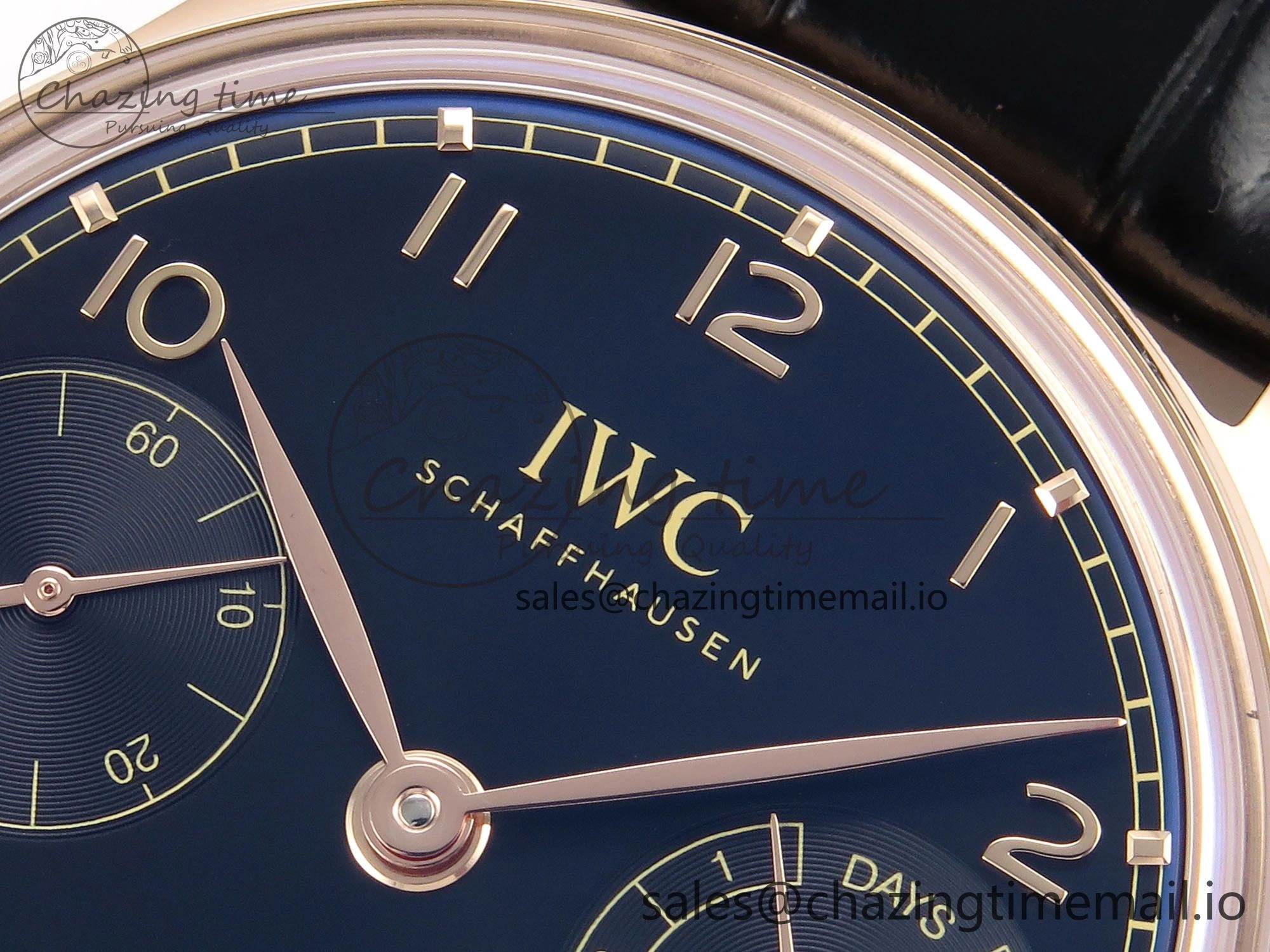 Portugieser Automatic 42mm RG APSF 1:1 Best Edition Black Dial on Black Leather Strap A Supportive 7007