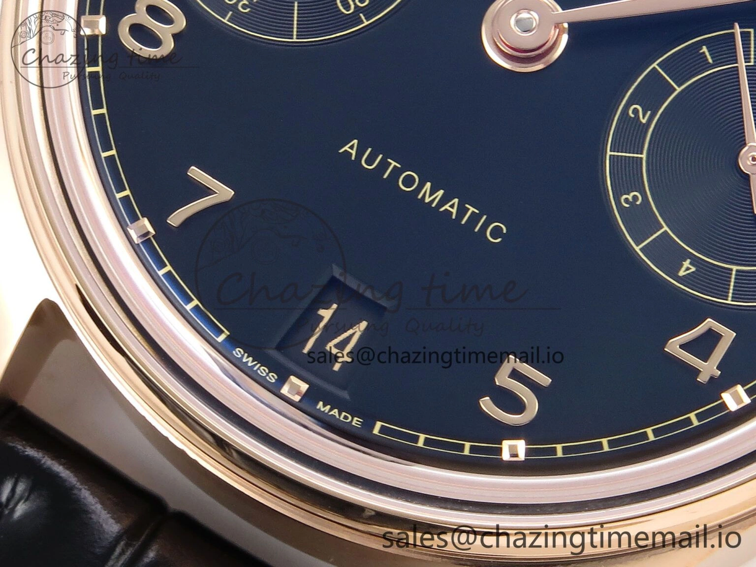 Portugieser Automatic 42mm RG APSF 1:1 Best Edition Black Dial on Black Leather Strap A Supportive 7007