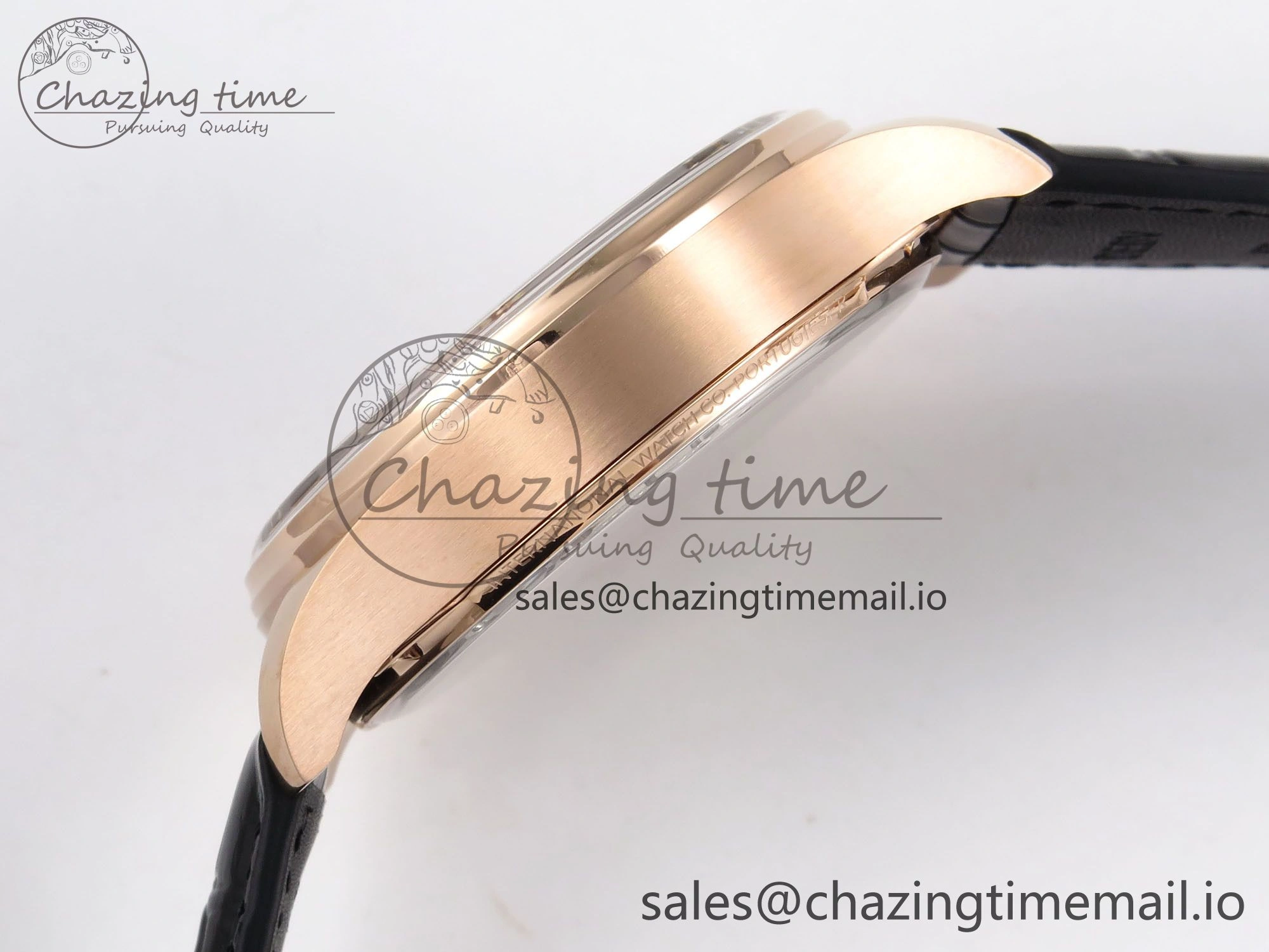 Portugieser Automatic 42mm RG APSF 1:1 Best Edition Black Dial on Black Leather Strap A Supportive 7007