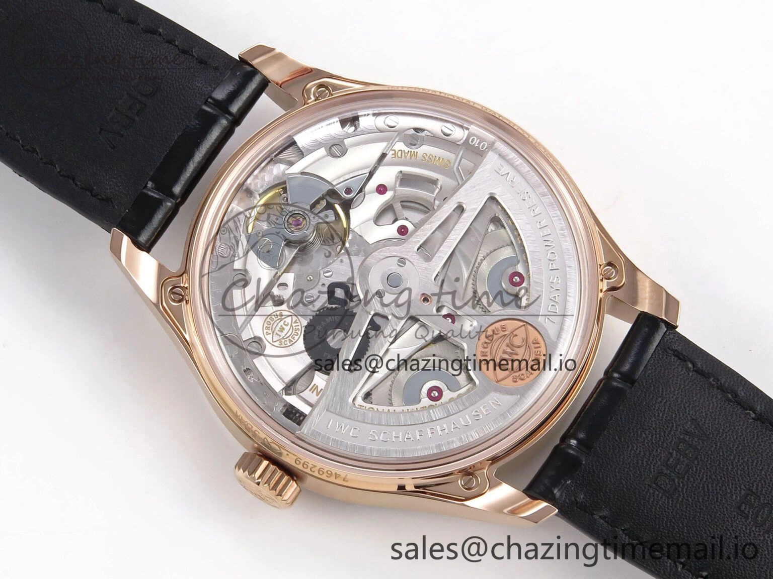 Portugieser Automatic 42mm RG APSF 1:1 Best Edition Black Dial on Black Leather Strap A Supportive 7007